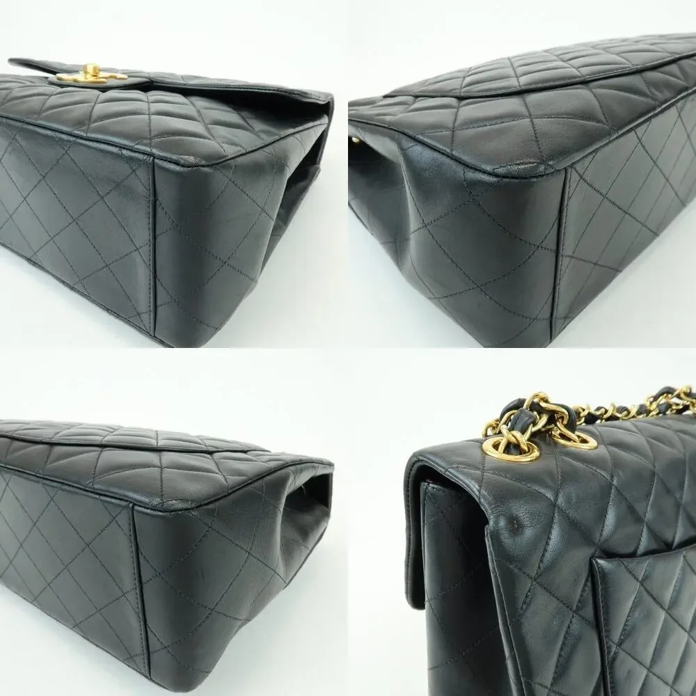 Chanel Jumbo Matelasse 34 Lambskin Leather Flap Bag Black